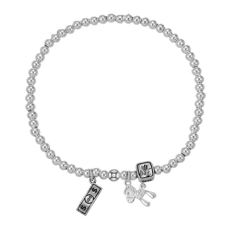 Cui Yan S925 Sterling Silver Korean-Style Beaded Bracelet for Women - Elastic Cord, Wealth Attraction, High-End Feel.