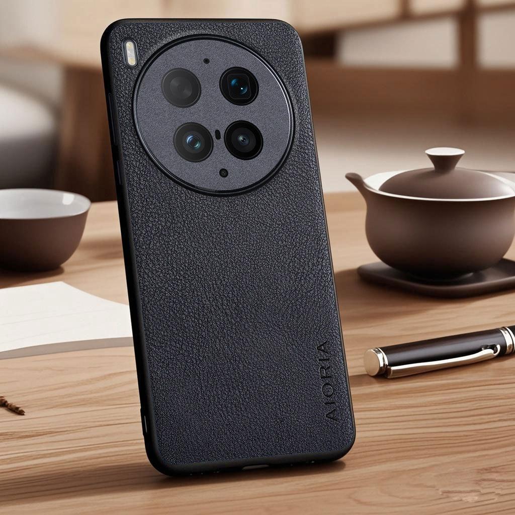 

Case for Vivo X300 ultra Pro X200 FE vivo X80 Pro faux pebbled leather funda Phone cover for Vivo X300 ultra case capa vivo X300 Ultra чёрный