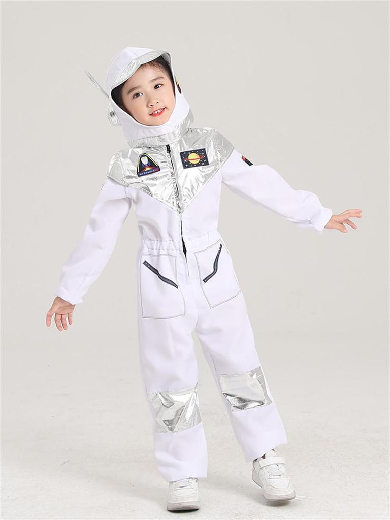 Lhyxuuk Kids' Astronaut Space Suit Halloween Costume, Cosplay Costume for Boys and Girls, Alien Pilot Costume, Perfect for Halloween Parties, Events,