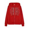 Autumn and Winter Zipper Gothic Black Hoodie Women's Rhinestone Skull Casual Oversized Sweater Punk Harajuku Longsleeved Jacket Women's Jacket Sweater