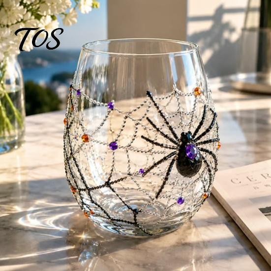 Einzigartiges Totenkopf- Weinglas Halloween Geist Whiskeyglas, Schwarze Katze Spinnennetz Tumbler für Gothic-Wohnkultur Cocktail, 350ml Gruseliges Trinkgeschirr Bar,
