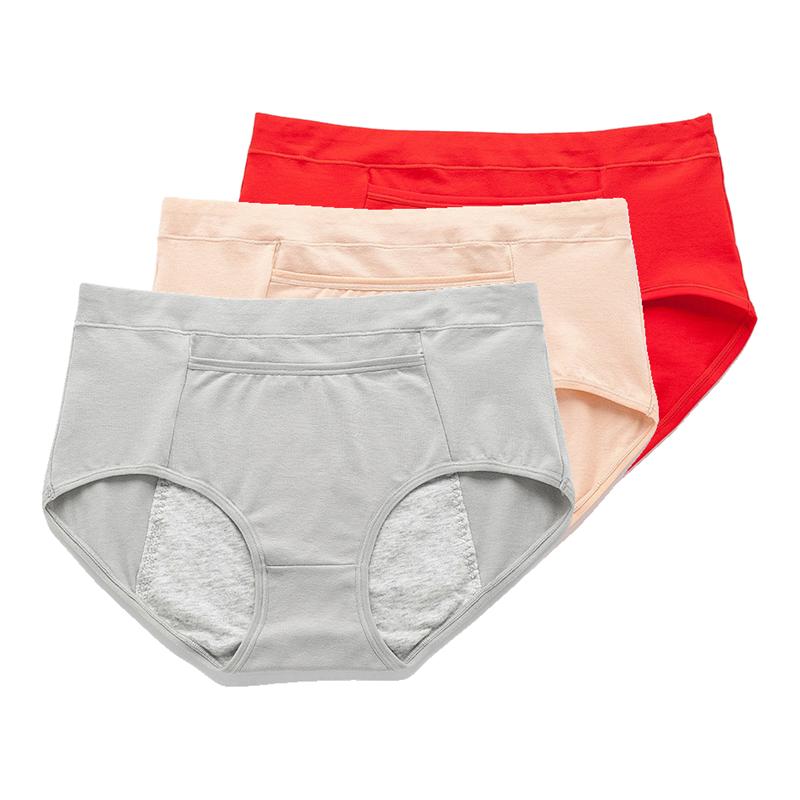 3Pcs Women's Menstrual Underwear Leakproof Briefs Ladies Comfortable High Waist Panties Hygienic Plus Size Pants L-4XL