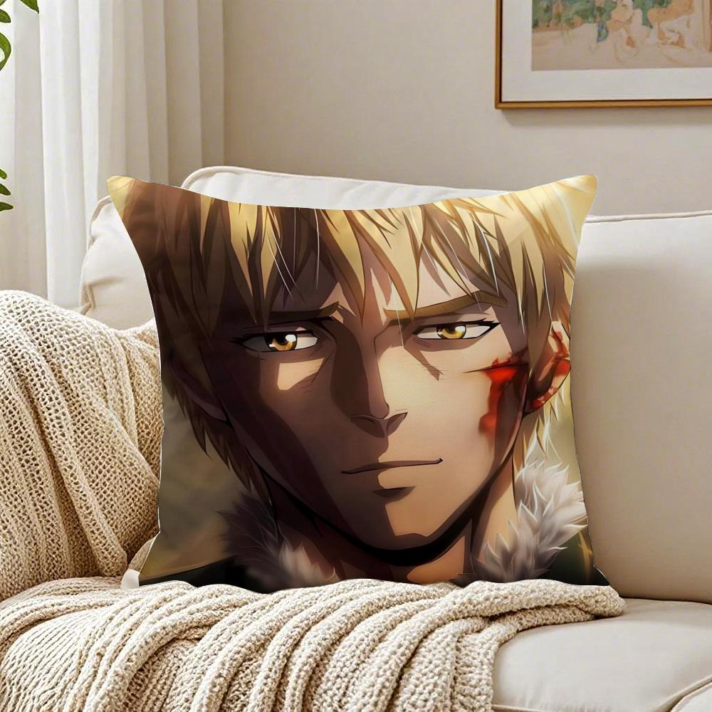 Epic Historical Anime V-Vinland Saga 3 Cushion Cover Linen Pillowcase Soft For Sofa Bed Home Room Decor