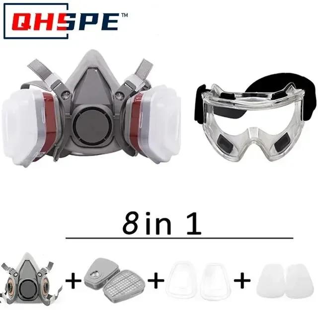 Filter 6200 reusable half-mask respirator with cotton filter goggles, suitable for painting, spraying, polishing, and workplace