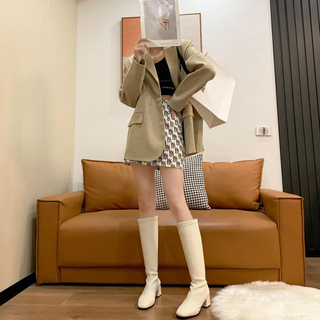 Large size knight boots new autumn and winter new small man but knee zipper British style long boots