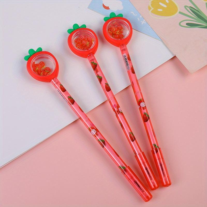 Back to school season 10pcs 0.5mm creative strawberry sequins neutral pen vegetable shape black fountain pen student gift prize stationery