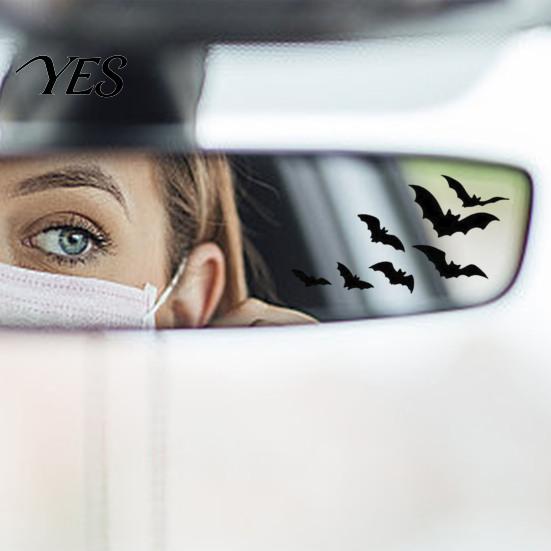 Spooky Car Exterior Decoration Flying Bat Rearview Mirror Stickers, PVC Decals for Vehicle Versatile Vinyl Surfaces Decoration, Waterproof Halloween