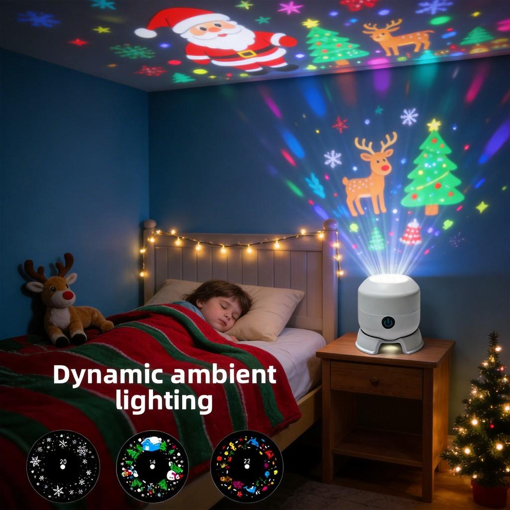 Ocean Snowflake Christmas Theme Led Rotation Projector Night Light For Childrens Sleep Room Decor