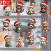 12Pcs Cartoon 2D Flat Christmas Cat Wooden Pendant Ornament Christmas Tree Hanging Decoration  Year Party Home Decoration