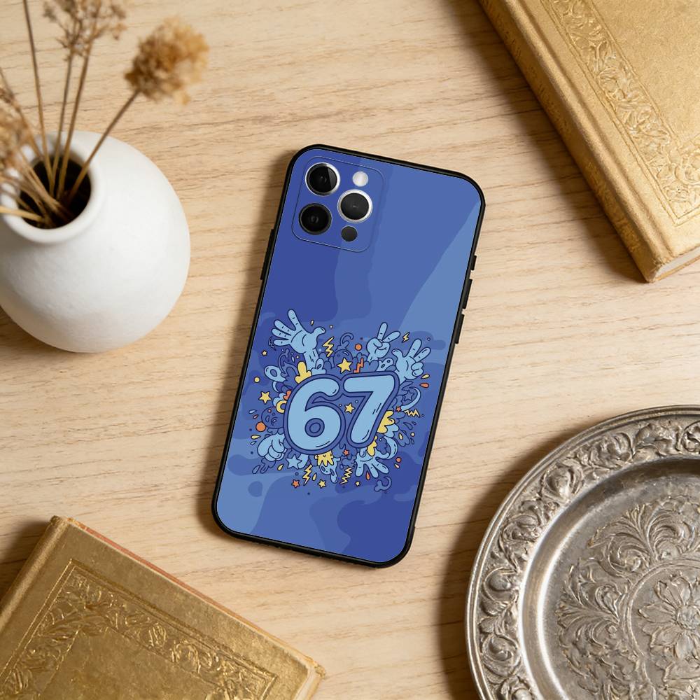 Six Seven-67   Soft Silicone Black Cover,Phone Case For iPhone 17,16,15,14,13,12,11 Plus,Pro Max,XS