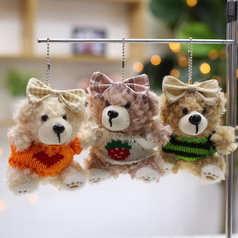 Plush Toy Pendant Cute Sweater Bear Keychain Doll Grab Machine Doll Bag Hanging Ornament Event Gift