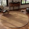 Retro-Style Round Imitation Jute Living Room & Bedroom Carpet, Machine Washable Floor Mat