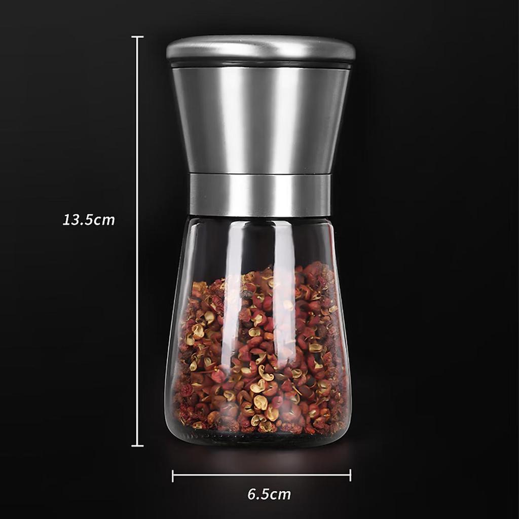 Baijie 304 Stainless Steel Pepper Grinder, Pepper Powder Grinder, Manual Black Pepper Grinder Bottle, 150ml