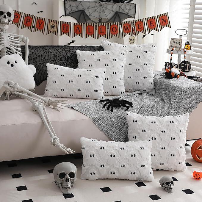 1pc Living Room Sofa Halloween Ghost Pillow Cover Plush Cushion Fun Holiday Decoration Pillow Cover