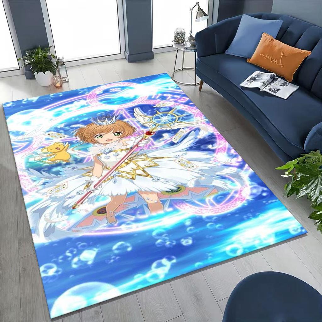 Cute Cartoon Card Captor Sakura Magic Girl Anime Art Rug for Bedroom Living Room Sofa Home Doormat Decor,Kids Non-slip Floor Mat