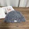 New double-layer blended wool hat with small face, cloth label warm knitted hat, simple and versatile cold hat in autumn and winter