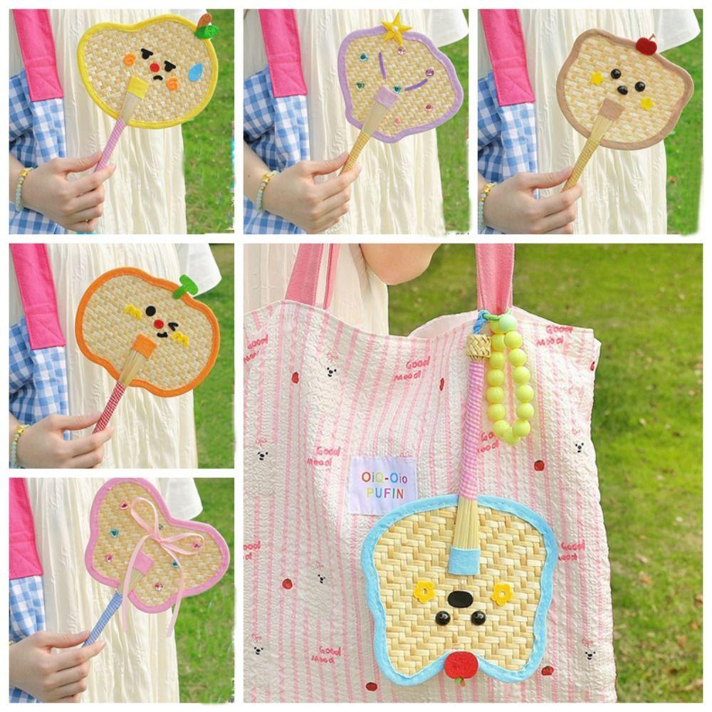 Hand-cranked Pu Fan Bamboo Handheld Fan Portable Bamboo Weaving Fan Home Decor