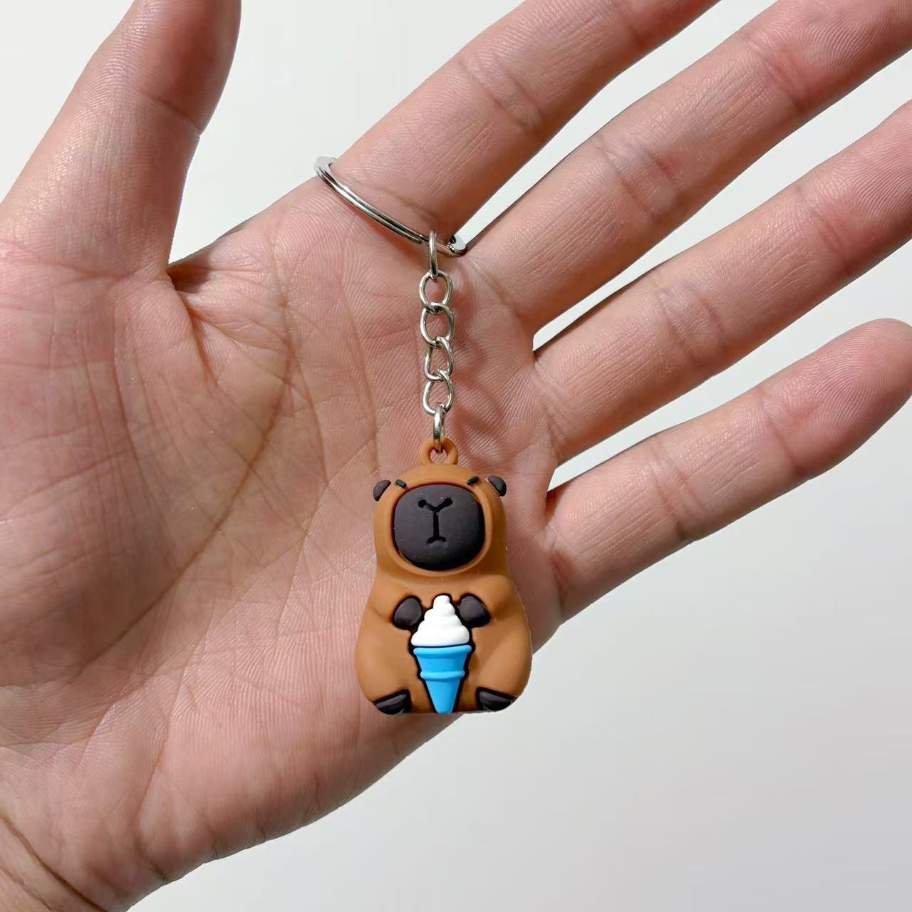 

New Kapibala Key Chain Hugging Fruit Series Cute Kapibala Pendant Couple Key Chain School Bag Blind Bag Car Key Accessories