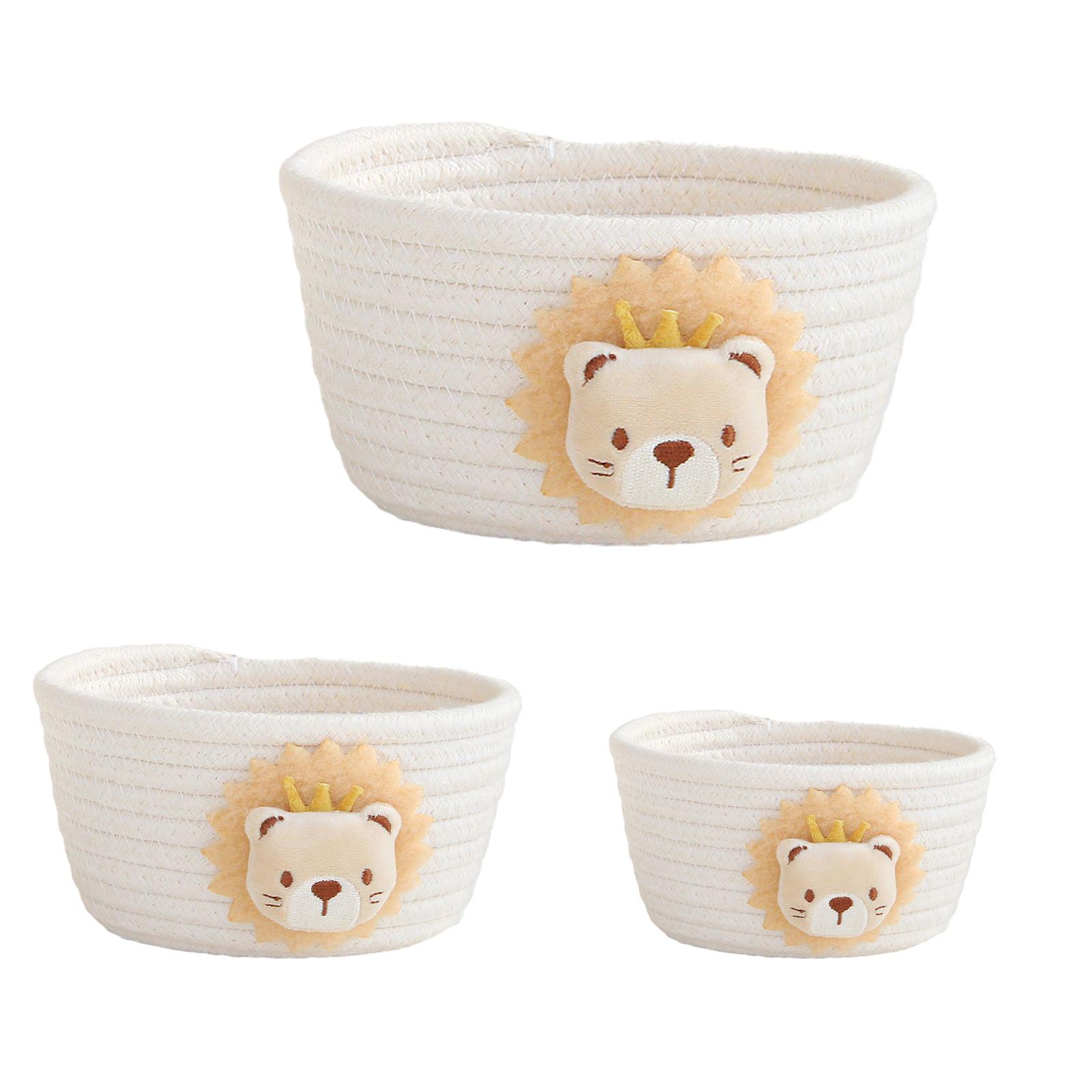 2025 New 3PCSSET Cartoon Animals Hand Woven Cotton Rope Storage Basket Kids Toys Desktop Organizer Sundries Storage Box белый 7670₽