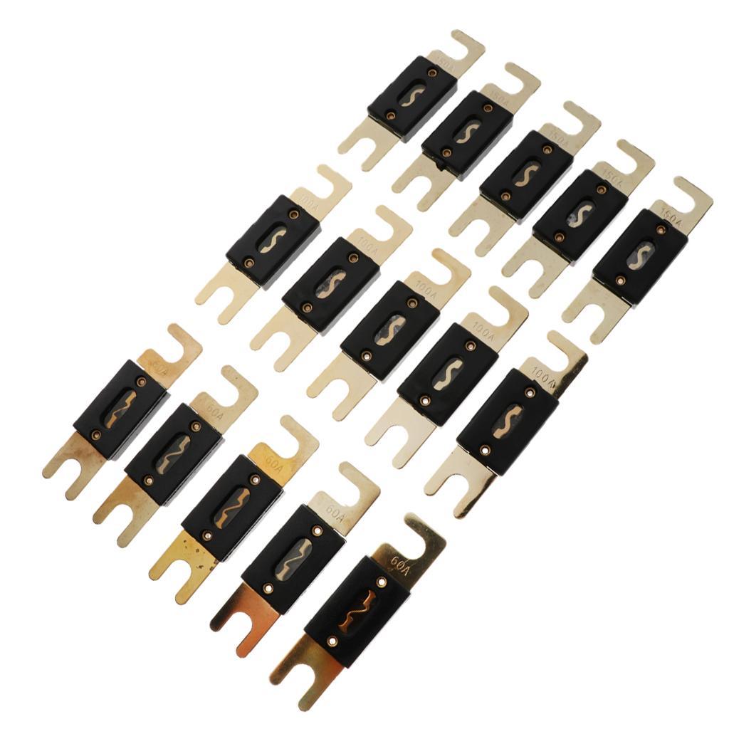 15 bucăți Siguranță cu lamă plată ANL electrică audio auto 60A/ 100A/ 150A placată cu aur