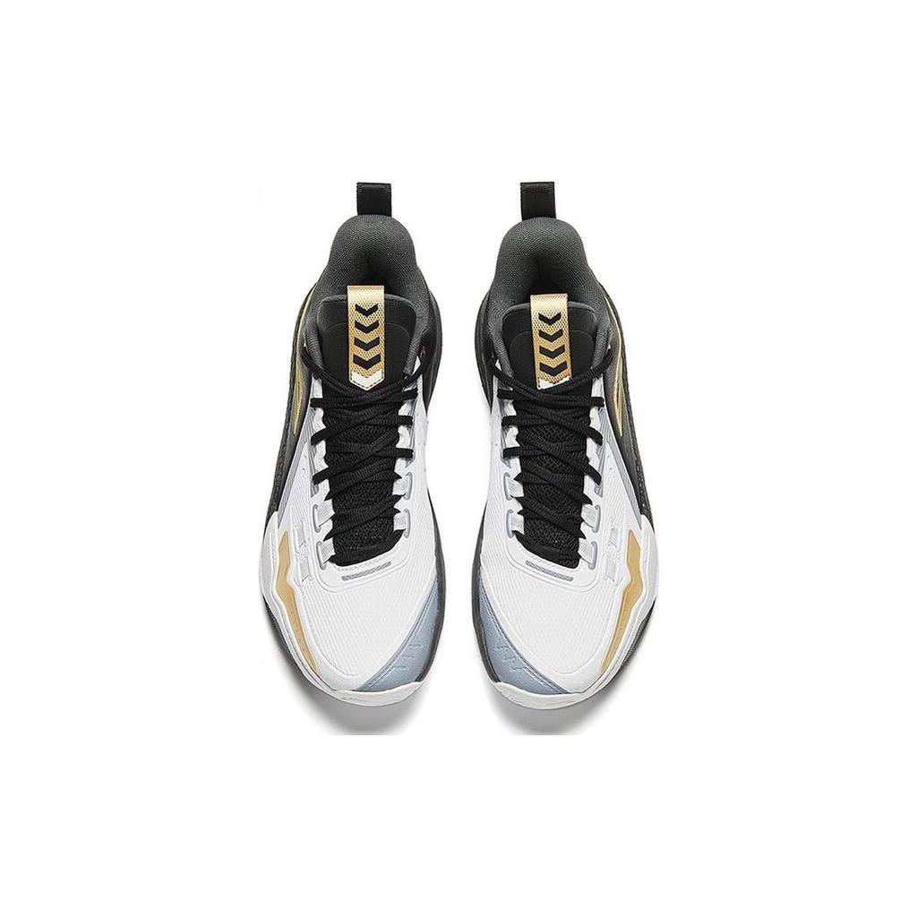 Anta Speed Battle 5 Round Toe Mesh Shock Absorbing Durable Mid-Top Basketball Shoes Men Sneaker Black Gold 112341113-7