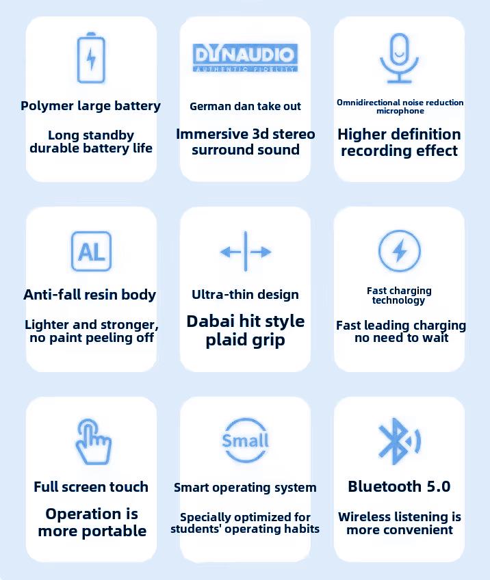 1.8-inch Touchscreen MP4 Music Player with Recording, Speaker, Card Slot, and Bluetooth MP3 Support