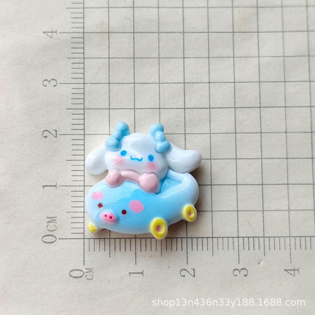 10Pcs Kawai Bright Surface Cartoon Pig Car Series Resin Flat Back Scrapbook Figurine Diy Bow Decor Accessories Crafts A5