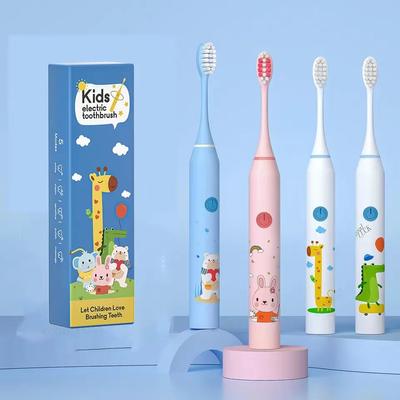 Sonic Electric Toothbrush Children's Colorful Cartoon With Replacement Heads Ultrasonic Rechargeable Soft Hair Cleaning Brush