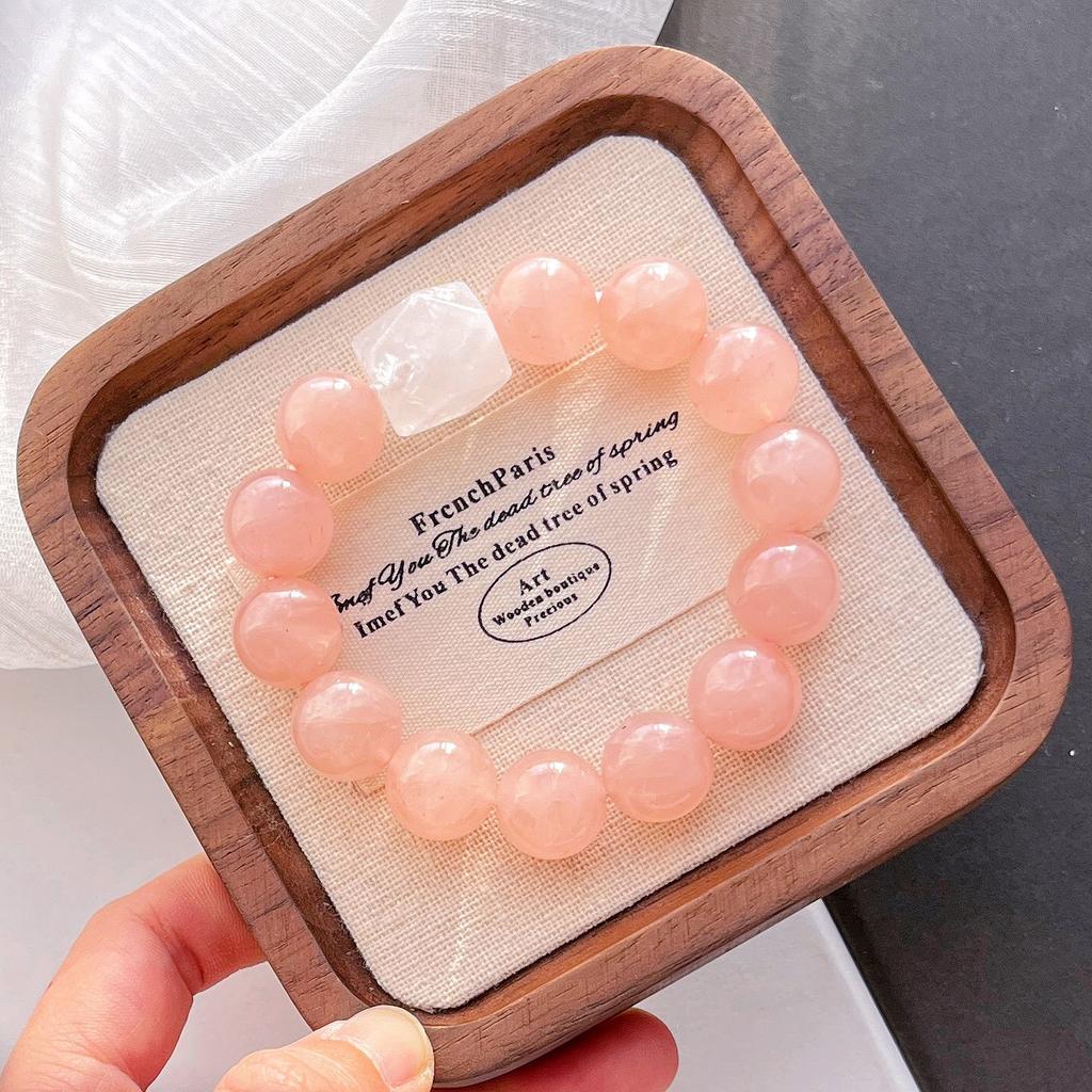 14Mm High Quality Natural Madagascar Powder White Ghost Bracelet