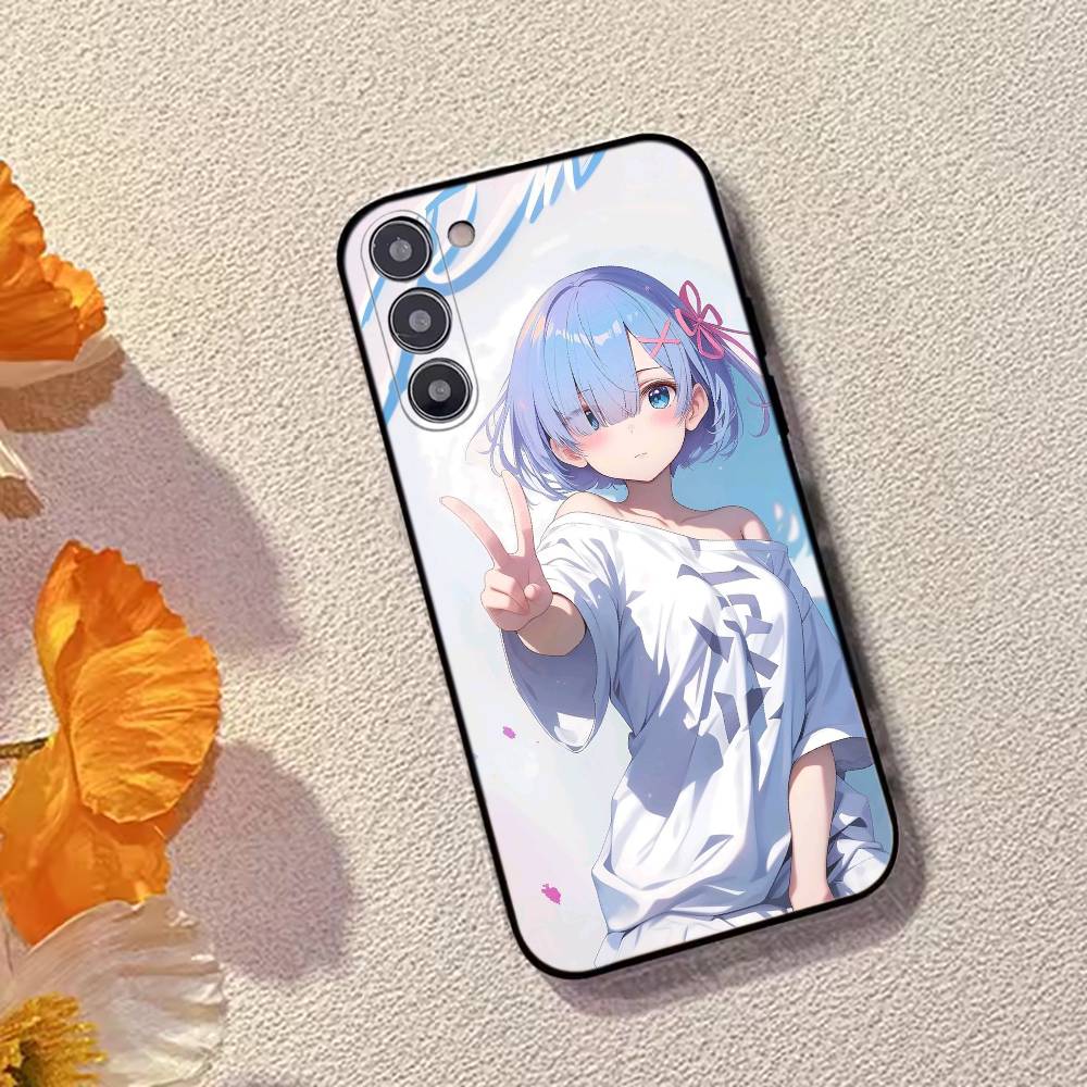Rem Anime Girl Re Zero Phone Case For Samsung Galaxy A73,A72,A71,A70,A53,A52,A51,Others Soft Black Cover