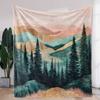 1pc Blanket   Artistic Creative Distant Mountain And Pine Forest Print Blanket   Warm   Comfortable And Soft Blanket   Suitable for