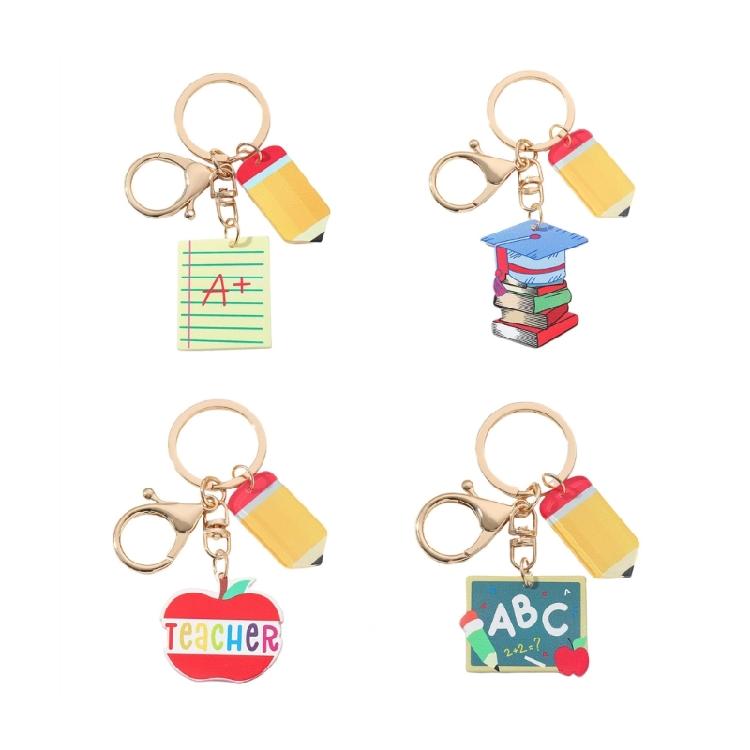 

4 Pieces Vibrant Key Rings With Educational Theme Detail Great For School Activities And Childrens Daily Use 1