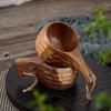 Wooden Finnish Cup Camping Outdoor Wooden Cup Acacia Wood Handle Handy Cup Pure Handmade Creative Milk Coffee Cups