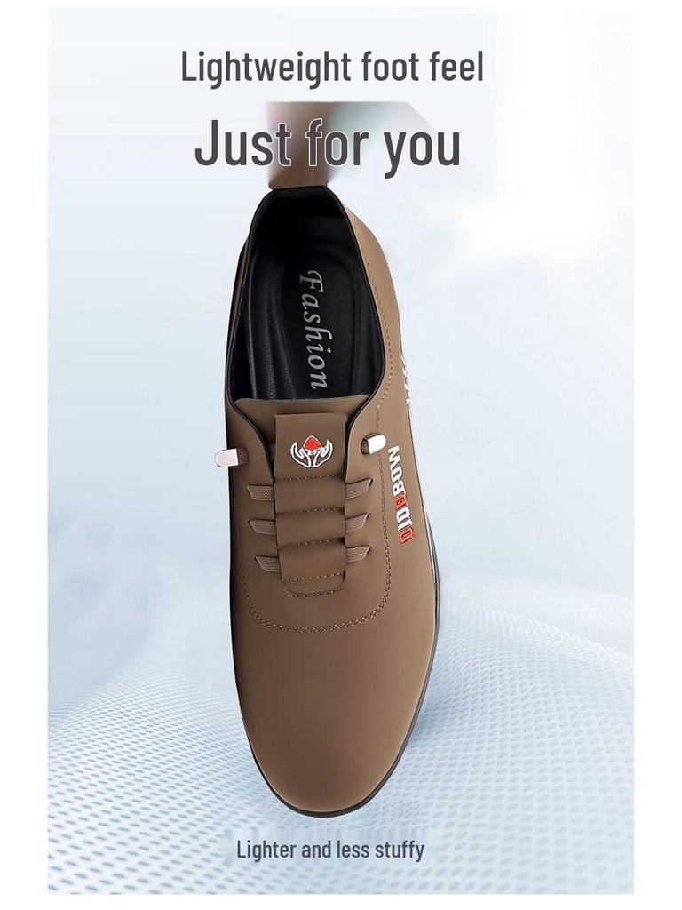 Pánské jarní boty z měkké kůže, nazouvací, ležérní - Lehké obchodní boty pro tátu