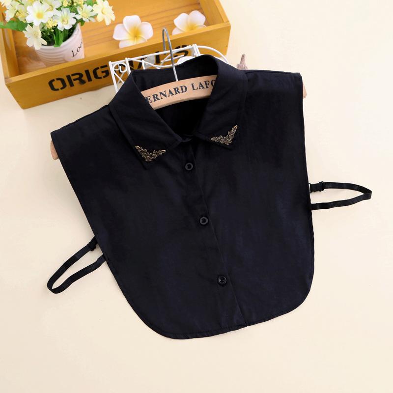 

Журнал Универсальная рубашка с искусственным воротником Винтажное кружевное жемчужное ожерелье Женское хлопковое белое 36 черное 47