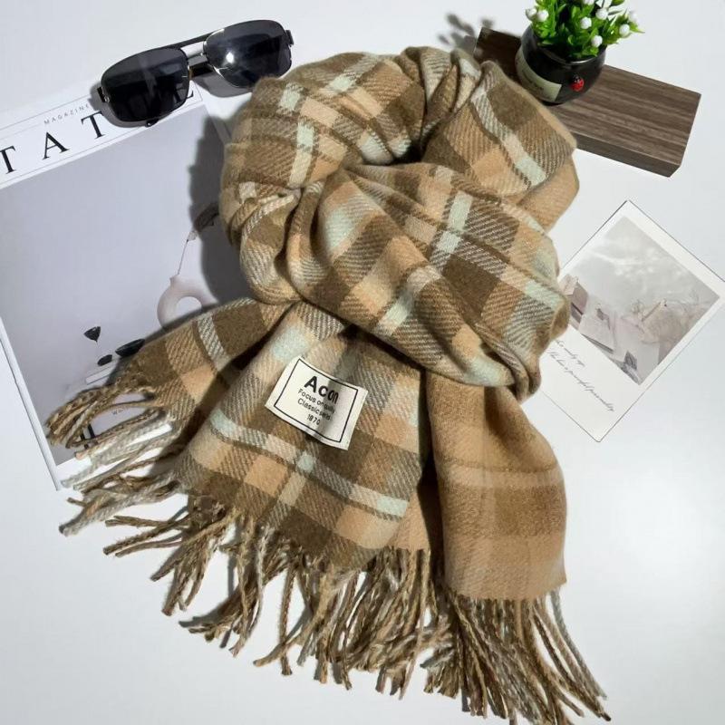 

Autumn and Winter New Plaid Cold Proof Korean Style Versatile Shawl Thickened Couple s Warm Neck Scarf for Women