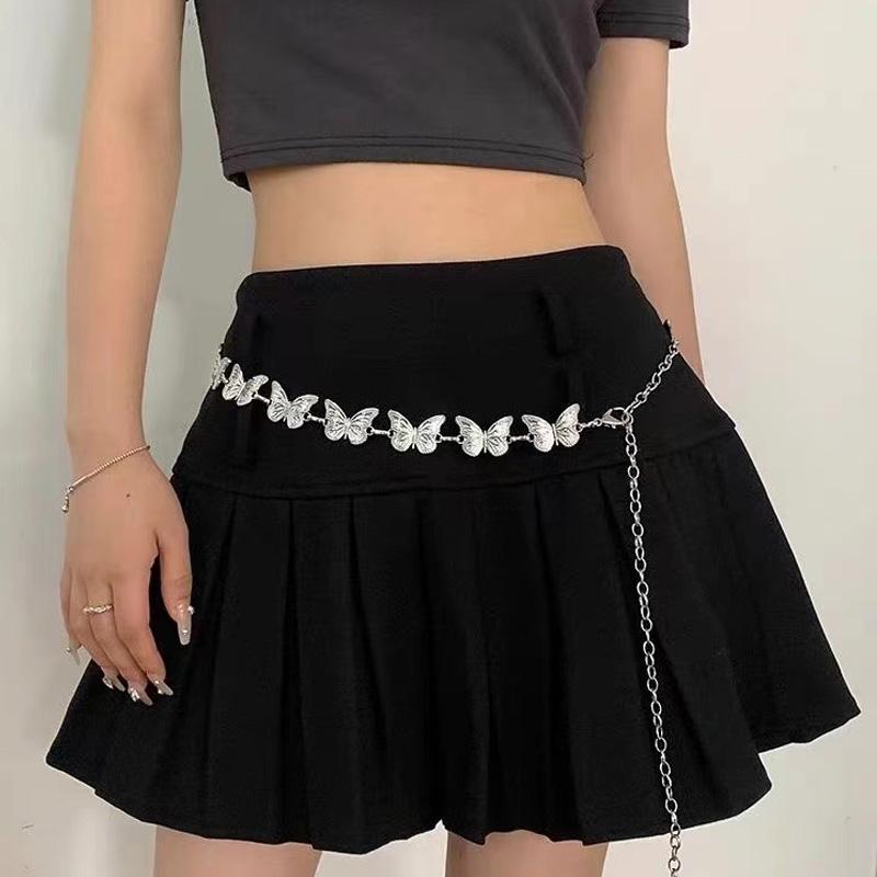 Fashion Butterfly Belt Waist Chain For Women Girl Silver Color Punk Metal Belly Belts Chain Body Chain Waistband Charm Jewelry