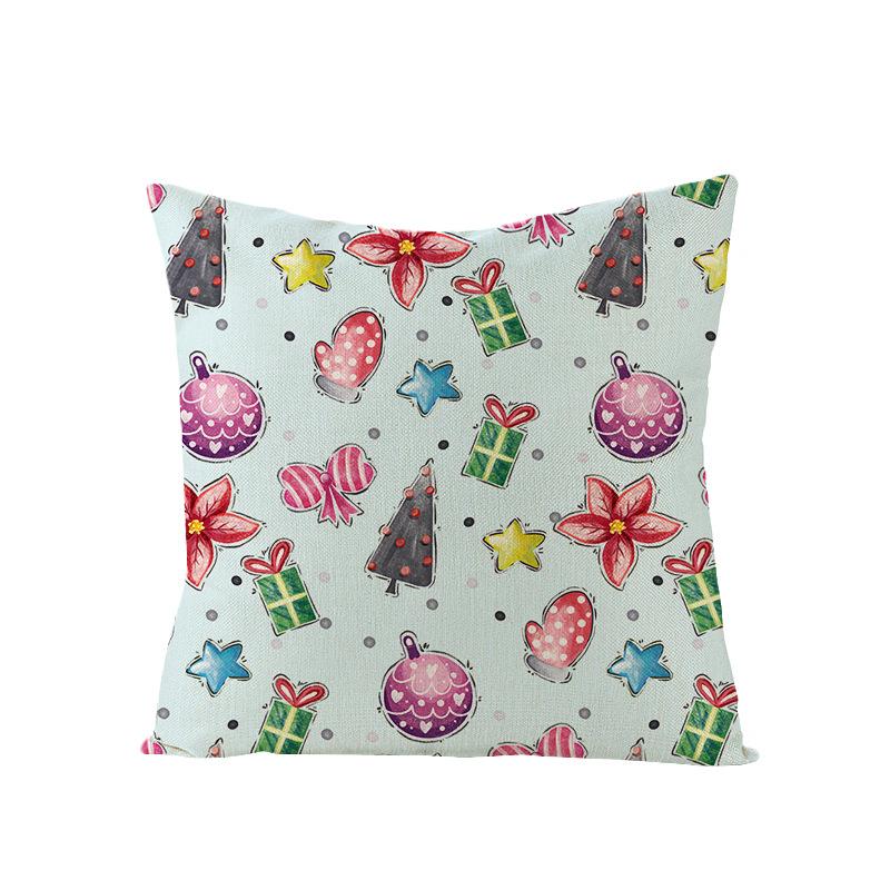 Home Polyester Pillow Cover Cartoon Digital Print Christmas Cushion Cover Living Room Sofa Cushion Cover