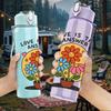 1PC Love Is Answer Flower Pot 750ml Color Plastic Sports Water Bottle Leakproof Flip Straw Lid Suitable for Sports Office Home Use