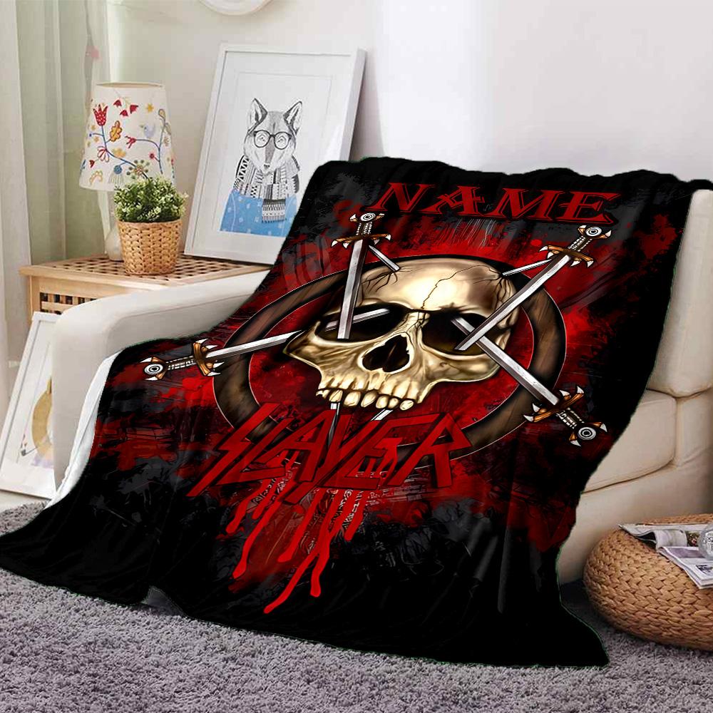 Customiz Name Personality Slayer logo Blanket Soft &Warm Sofa Office Bed Travel Lunch Break Blanket, Gift Suitable All Seasons
