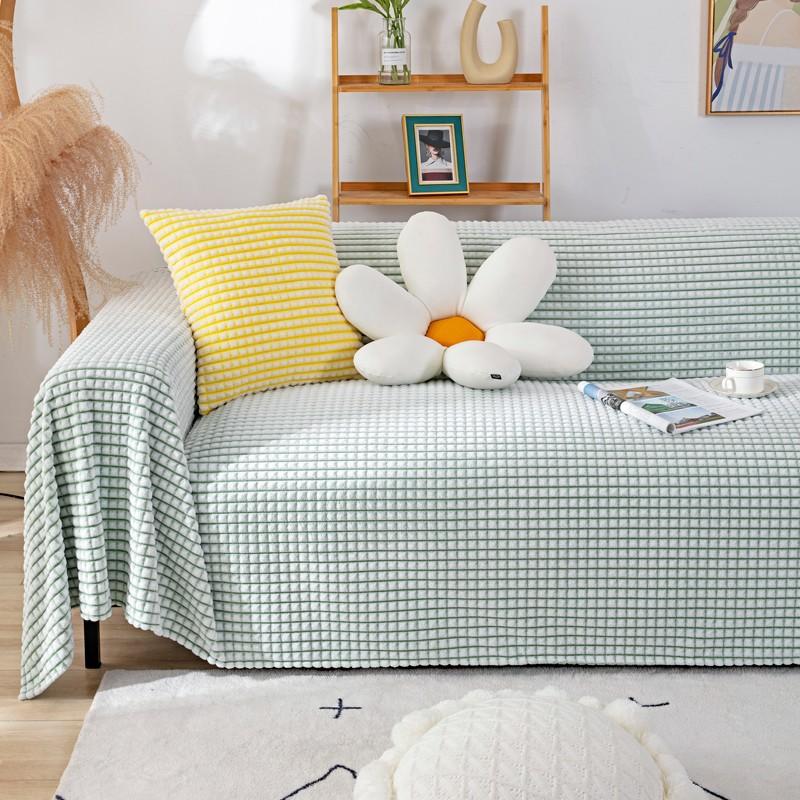 Double-Sided Retro Sofa Cover Nordic Sofa Cover Cotton Blanket Full Covered Non-Slip Sofa Cover Protective Cover