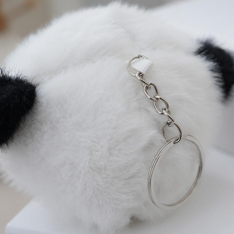 Adorable Black And White Panda Tail Keychain Cute Plush Cartoon Doll Accessory