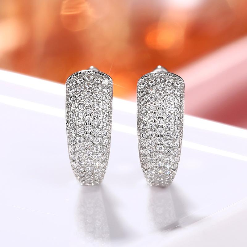 2025 Shi Europe and the United States with the same type of cubic zirconia earrings, men and women ins trend simple
