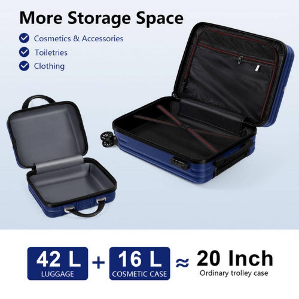 2-Piece Hardshell Luggage Set (20"+14") - Nesting Spinner W/ 360° Wheels & TSA Lock, Lightweight Expandable for Family Travel