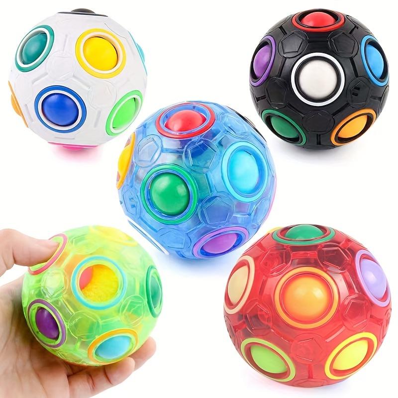 1Pcs Energetic Rainbow Balls Building Blocks Toys - 12 Hole Pressing Design, Interactive, Novelty Playset for Fun and Learning