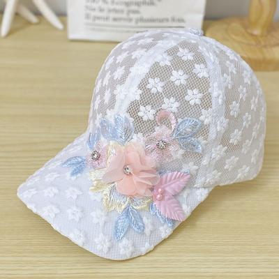 Baseball Cap Summer Thin Lace Cap Women's Embroidery Flower Mesh Breathable Korean Version Sun Protection Visor Hat