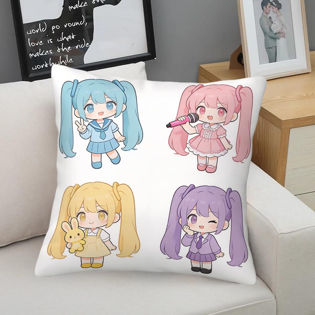 Hatsune Miku Q Version Throw Pillow Multi-Color Sailor Style Anime Cushion For Gaming Room Teen Room Sofa Bedroom Decor Fan Gift
