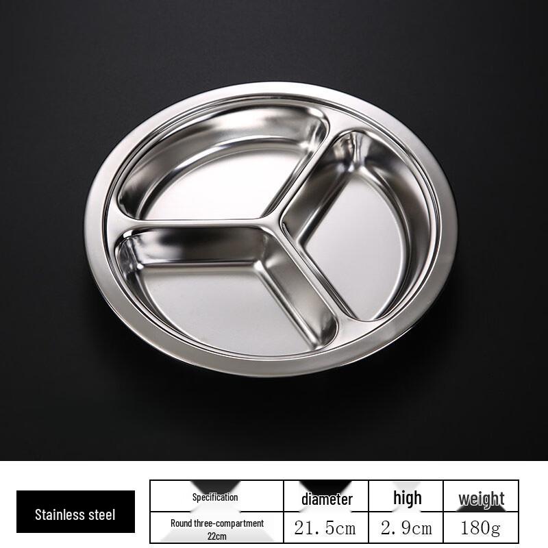 Loyongtu 201 Stainless Steel Round Three-Compartment Plate