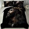 Latacaca 3pcs Crown of Thorns Duvet Cover Set Dark Background with Artistic Portrait High Definition Bedding Set