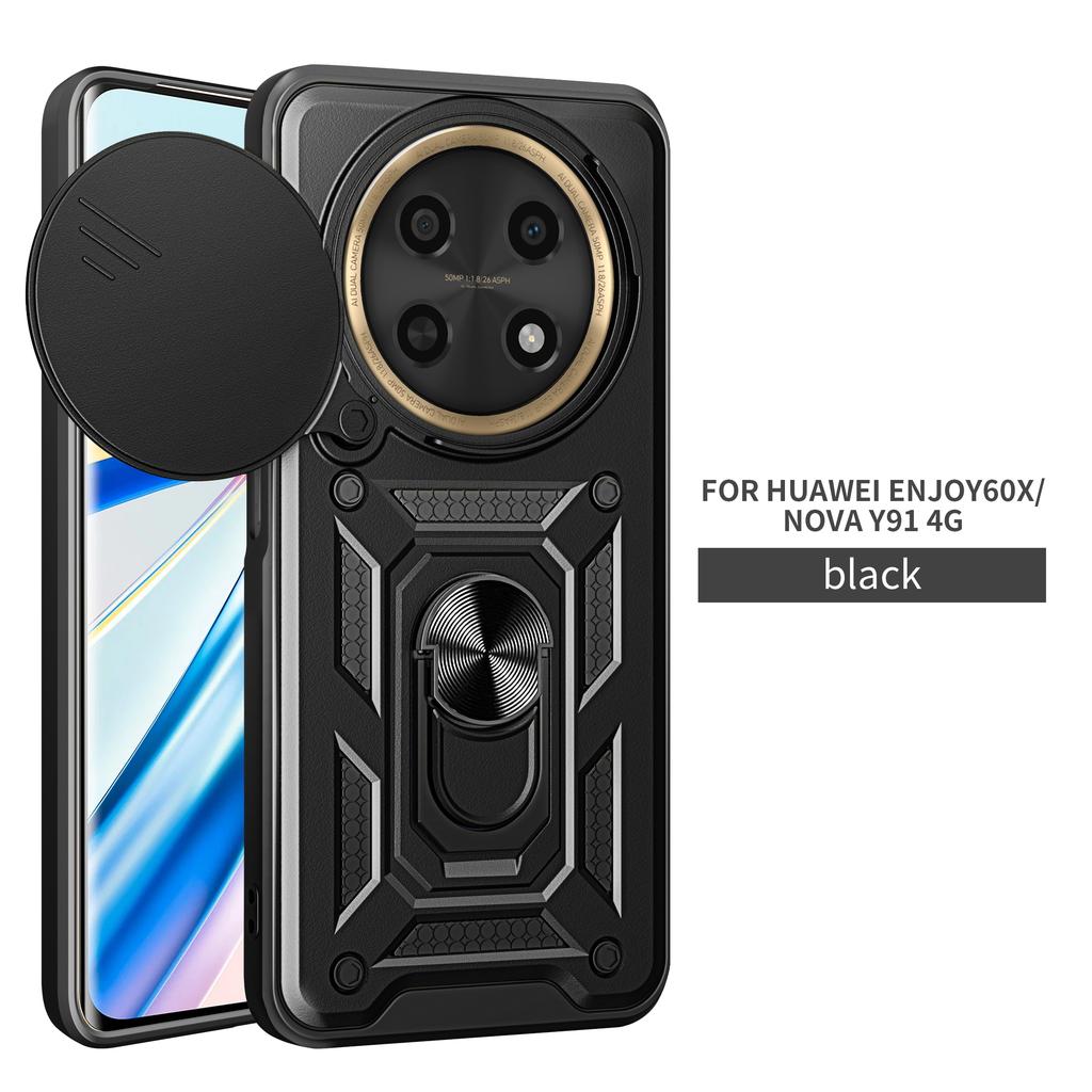 For Huawei Nova Y91 Case Huawei Nova Y90 Cover Nova Y9A Magnetic Ring Holder Armor Phone Case Slide Camera Protect Back Cover